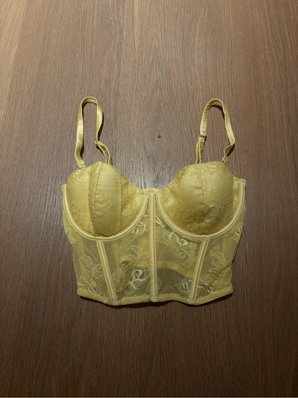 Fleur du Mal Yellow Lace Longline Bustier